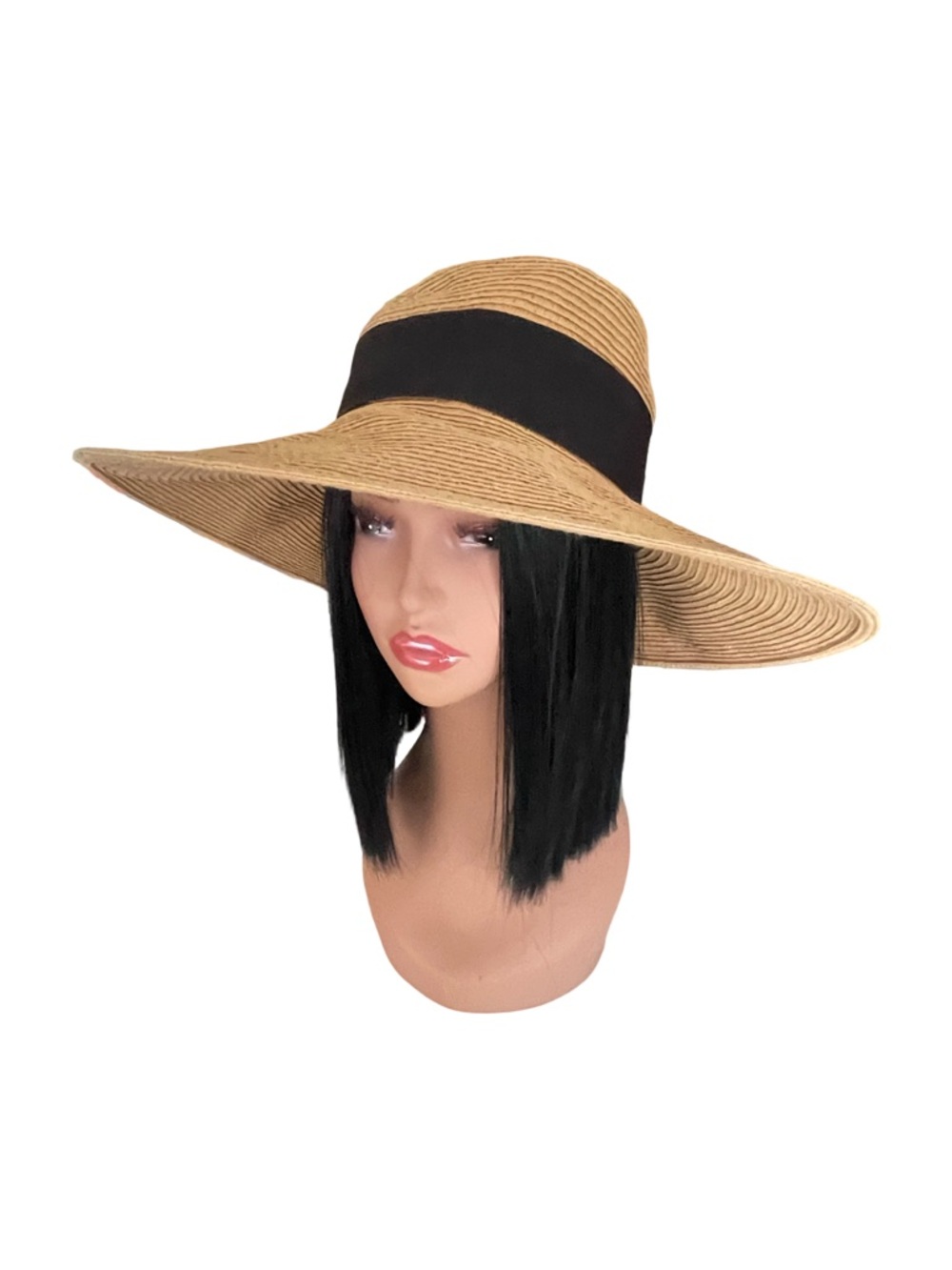 Nordstrom Wide Brim Straw Sun Hat with Black Ribbon Band - Picture 7 of 12